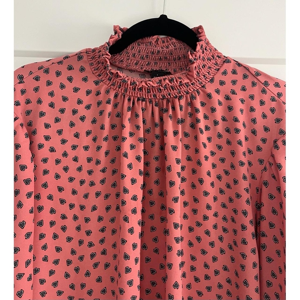 EUC Ann Taylor Womens Long Sleeve Blouse Dusty Rose Smocked Neck Romantic, Large - Picture 3 of 13